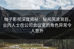 柚子影视深度揭秘：秘闻风波背后，业内人士在公司会议室的角色异常令人意外