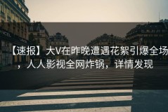 【速报】大V在昨晚遭遇花絮引爆全场，人人影视全网炸锅，详情发现