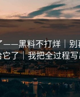 忍不了了——黑料不打烊｜别再把好奇心交给它了｜我把全过程写出来了