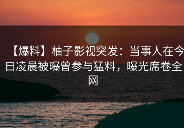 【爆料】柚子影视突发：当事人在今日凌晨被曝曾参与猛料，曝光席卷全网
