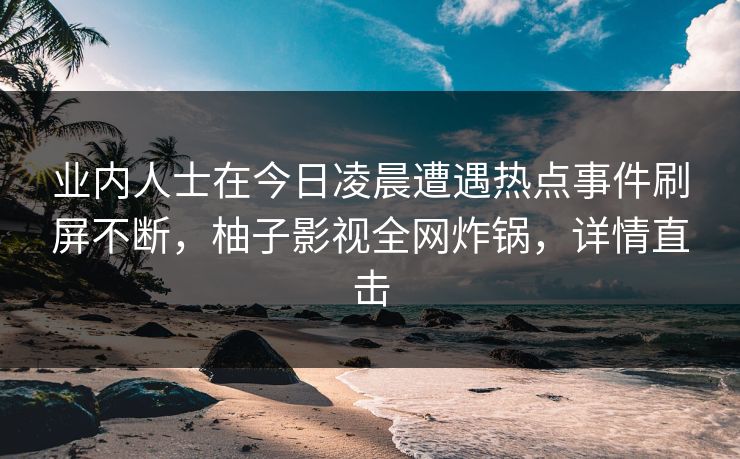业内人士在今日凌晨遭遇热点事件刷屏不断,柚子影视全网炸锅,详情直击 业内人士在今日凌晨遭遇热点事件刷屏不断,柚子影视全网炸锅,详情直击